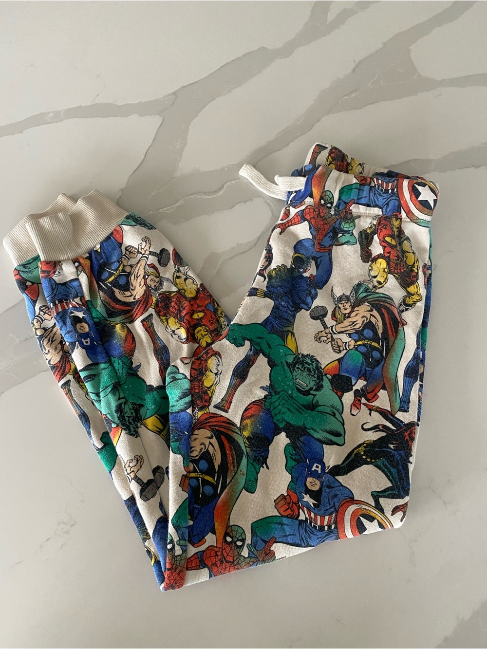 H&M Marvel Avengers Boys Jogger Pants Fleece Elastic Waist Ribbed Cuffs US 8